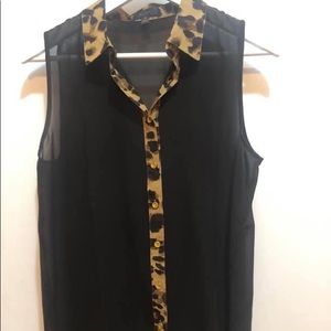 Black/Leopard Blouse